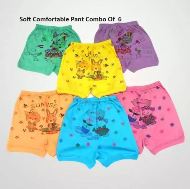 Cotton Printed Bloomers for Girls (Multicolor, XS) (Pack of 6)