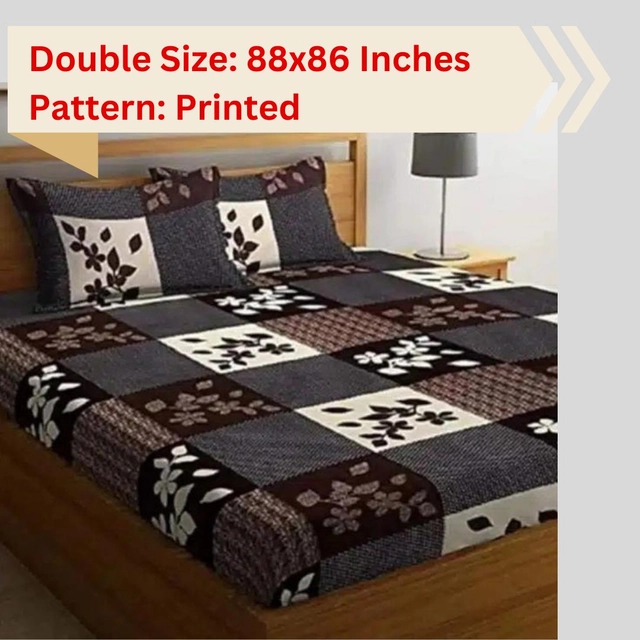 Double Bedsheet with Two Pillow Cover (Multicolor, 88x86 Inches)
