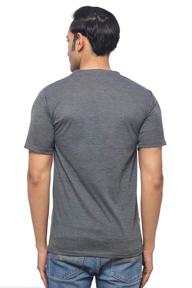 Round Neck Printed T-Shirt for Men (Grey, M)