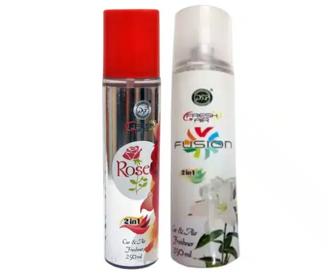 DSP Rose with Fusion 2 in 1 Car & Air Freshener (Pack of 2, 250 ml)