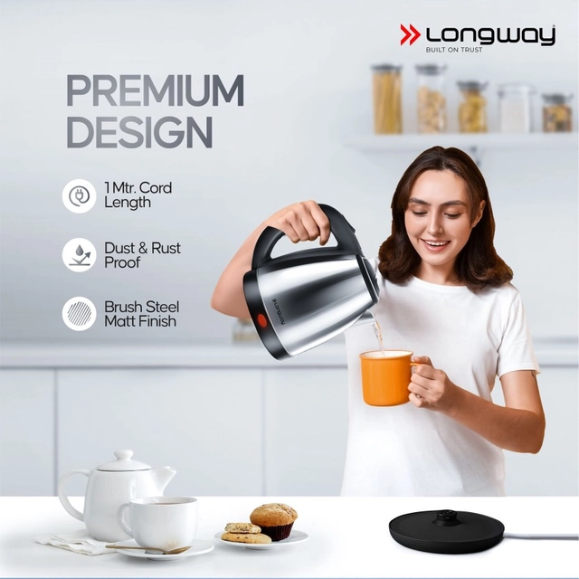 Longway Kestro 1500 W with Stainless Steel Body for Boiling Electric Kettle  (1.5 L)