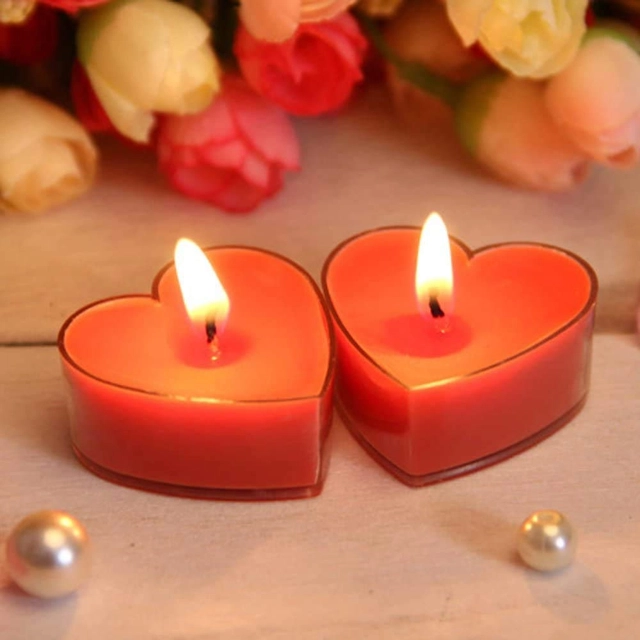 12 Pcs Heart Shaped Tea Light Candles