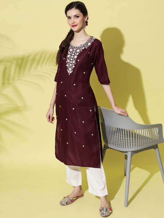 Cotton Blend Printed Kurti with Pant for Women (Multicolor, S)