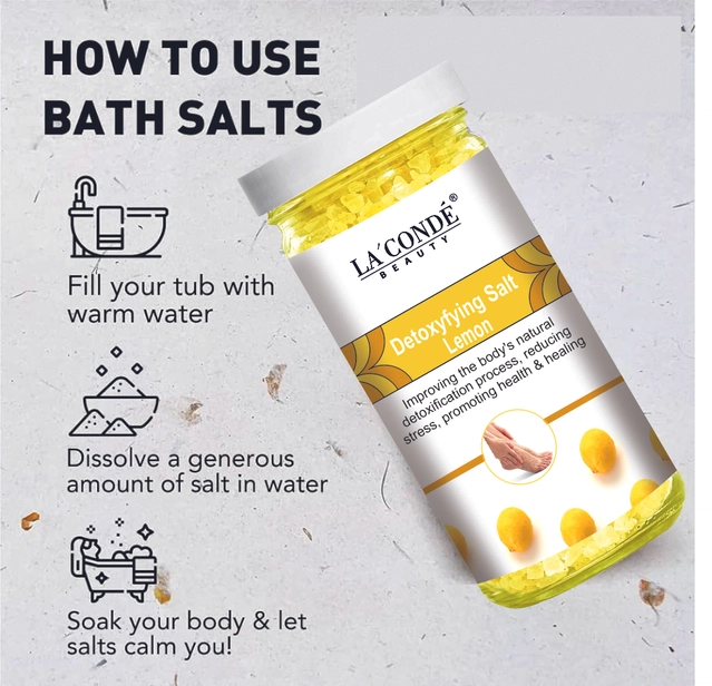 La'Conde Lavender & Lemon Detoxifying Bath Salt Crystal (200 g, Set of 2)