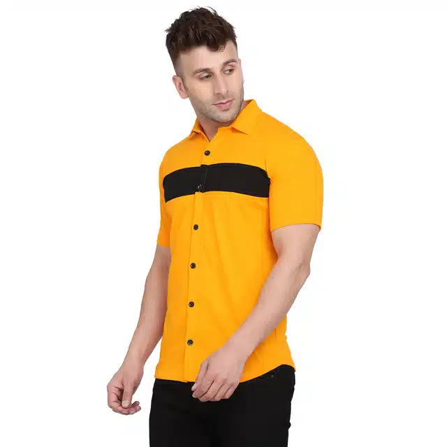Men Solid Spread Collar Shirt (Yellow, L) (RSC-280)