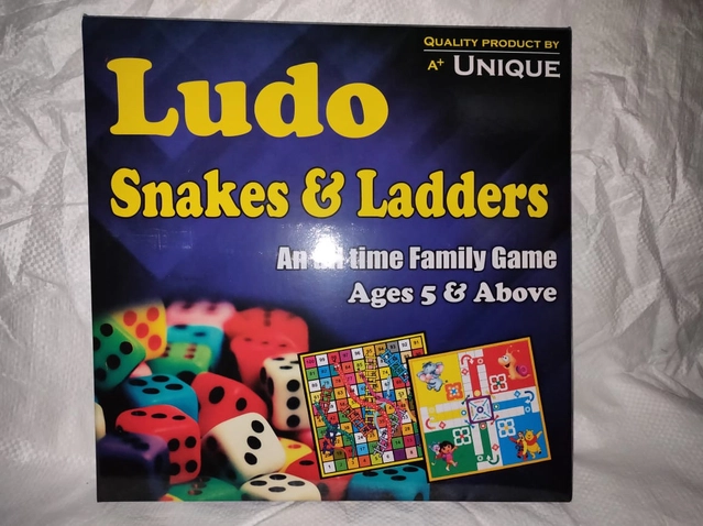 2-in-1 Ludo & Snake Board Game for Kids (Multicolor, 12x12 inches)