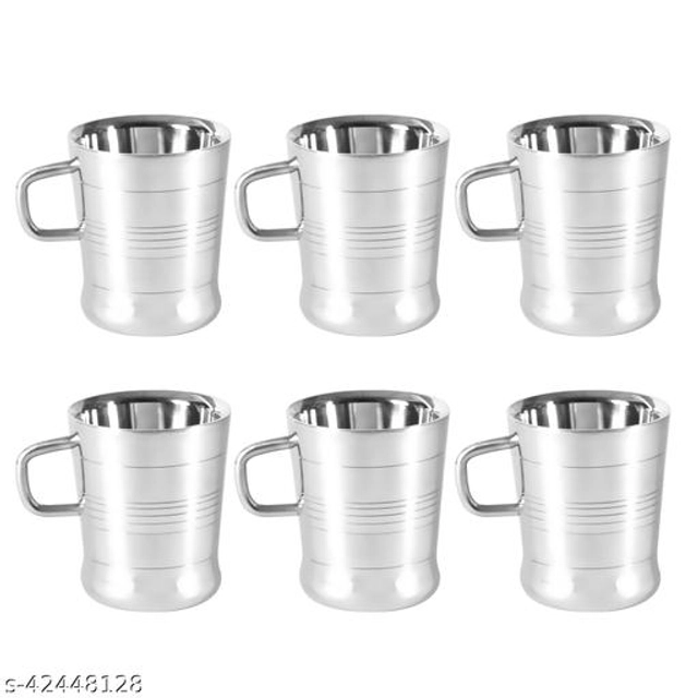 Stainless Steel Tea Cup (Multicolor, 100 ml) (Pack of 6)