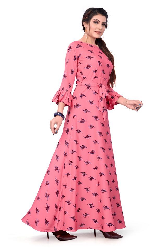 Fit and Flare Gown for womens (Pink, S) (NE28)