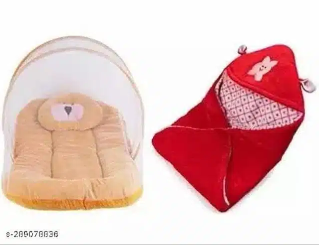 Baby Sleeping Bag with Mosquito Net (Tan & Red, Set of 2)