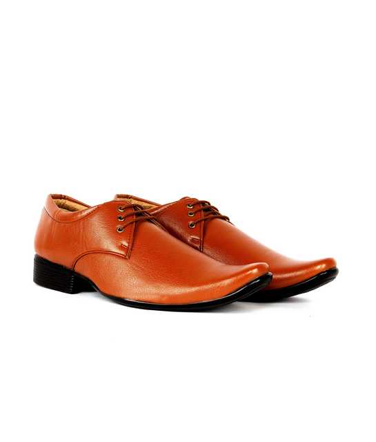 Men's Lace Up Synthetic Formal Shoes (Tan, UK 10) (kk-070)