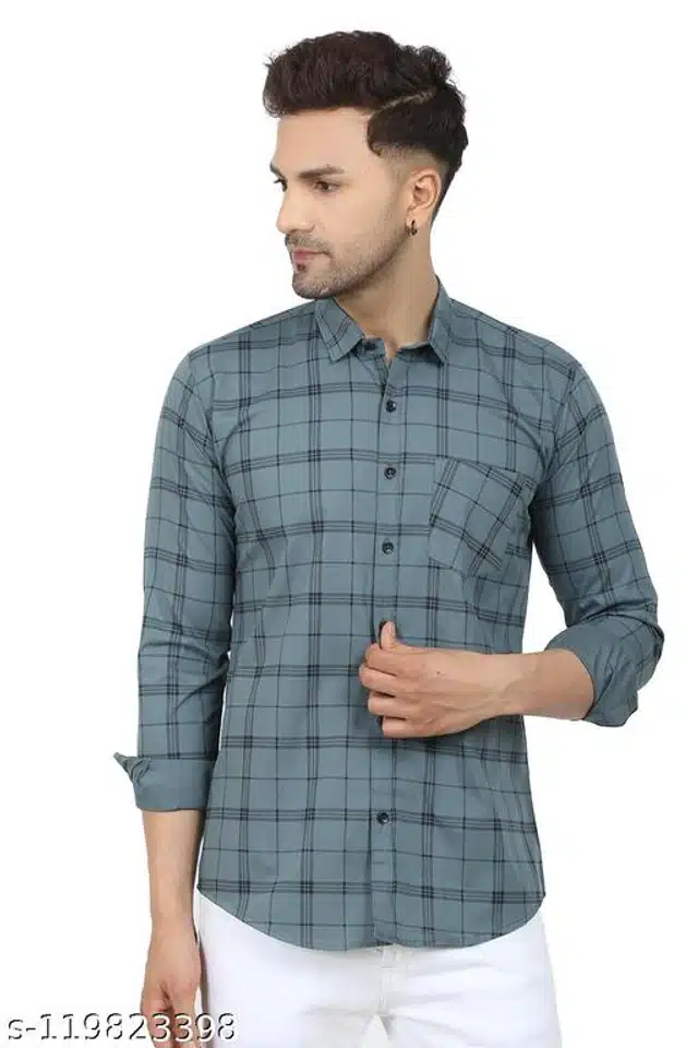 Cotton Full Sleeves Shirt for Men (Dark Grey, M)