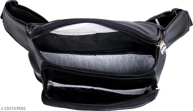 Faux Leather Waist Bags for Men & Women (Black)