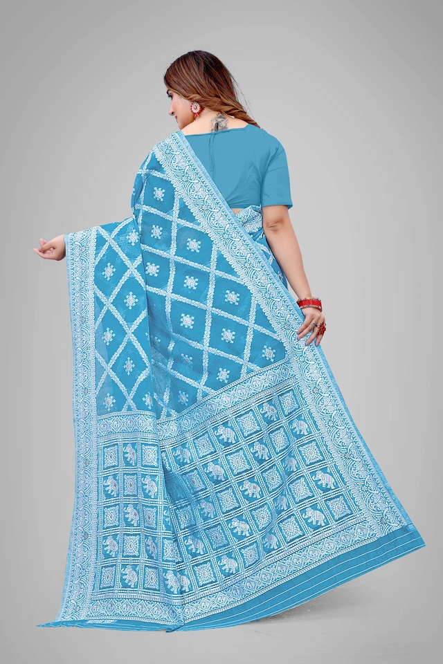 Cotton Silk Woven Design Saree for Women (Sky Blue, 6.3 m)