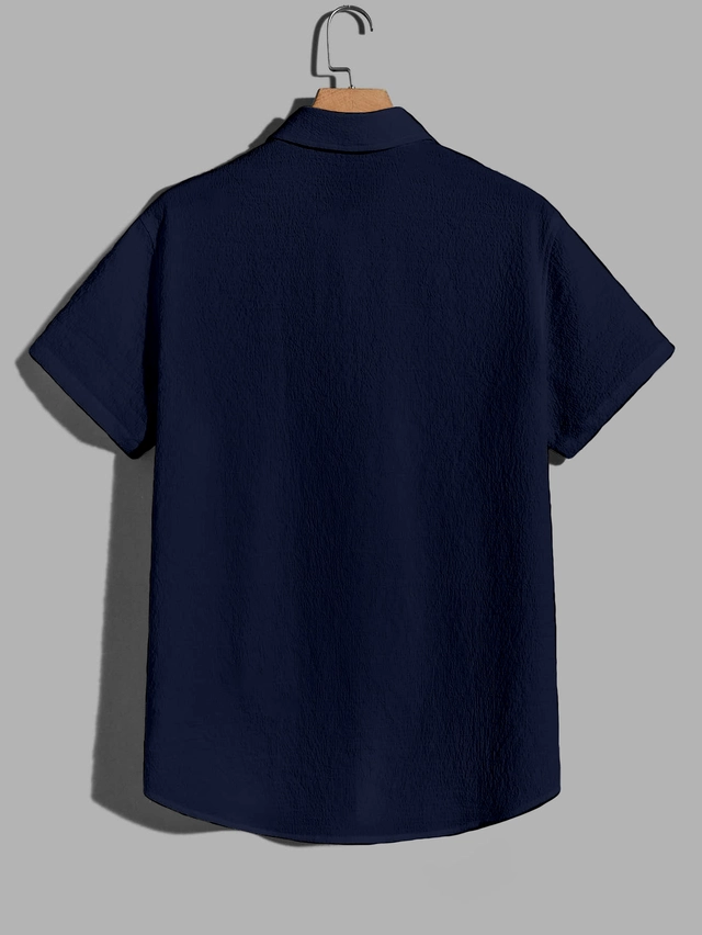 Popcorn Half Sleeves Shirt for Boys (Navy Blue, 8-9 Years)