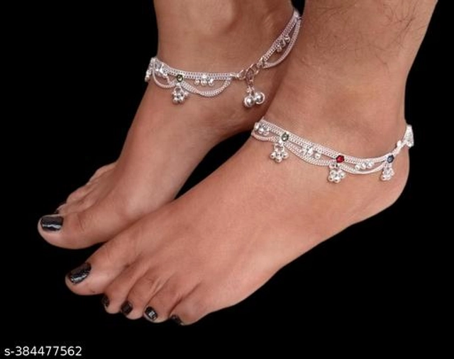 Alloy Anklets for Women (Silver, Set of 1)