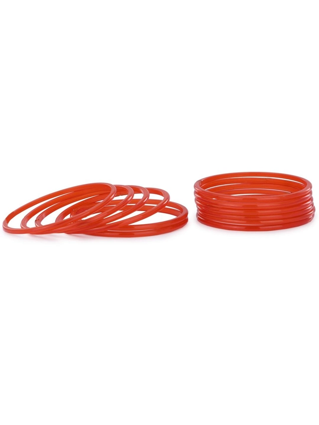 Glass Bangle Set for Women (Red, 2.2) (Pack of 12)