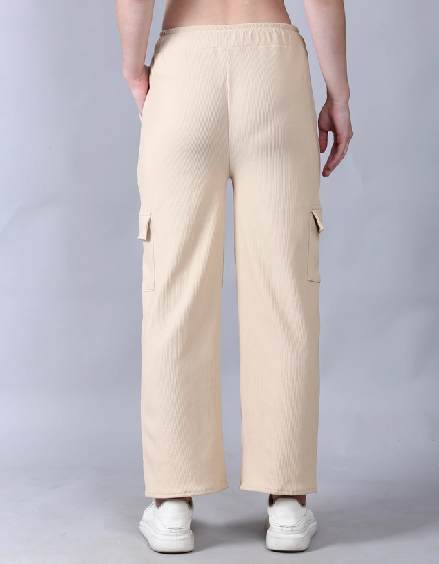 Cotton Blend Regular Fit Cargo Pant for Women (Beige, 28)