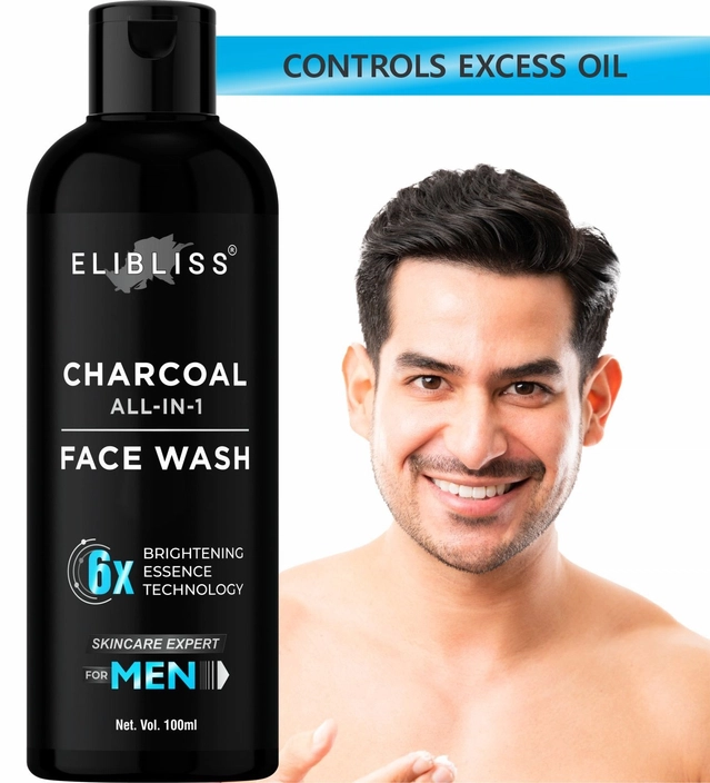 Elibliss Activated Charcoal Face Wash for  Skin Whitening, Anti-Pollution Deep Clean (100 ml)