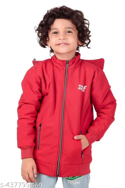 Polyester Jacket for Boys (Red, 1-2 Years)