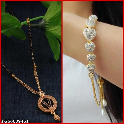 Alloy Mangalsutra with Bracelet for Women (Multicolor, Set of 2)