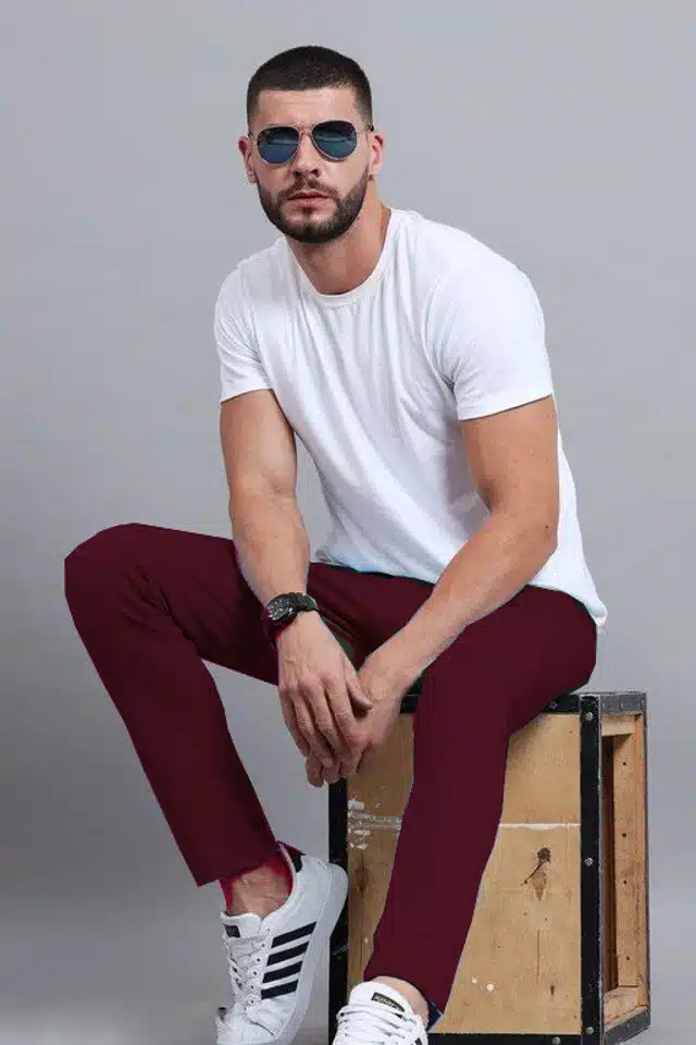 Casual Trouser for Men (Maroon, 32)