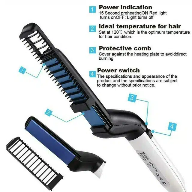 Electric Beard Straightener with Hair Styler Comb for Men (Multicolor)