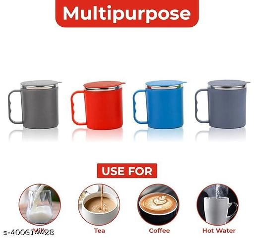 Plastic Insulated Coffee Mug with Lid (Assorted, 300 ml)