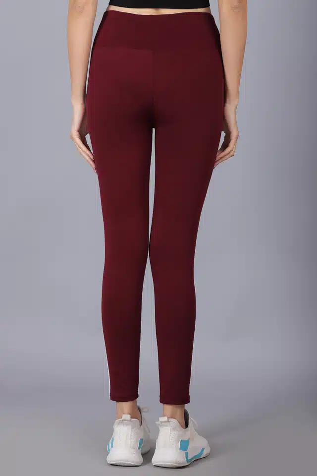 Polyester Solid Tights for Women (Maroon, 28)