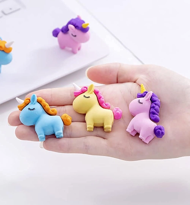 3D Designer Cute Cartoon Shape Erasers for Kids (Multicolor, Pack of 4)