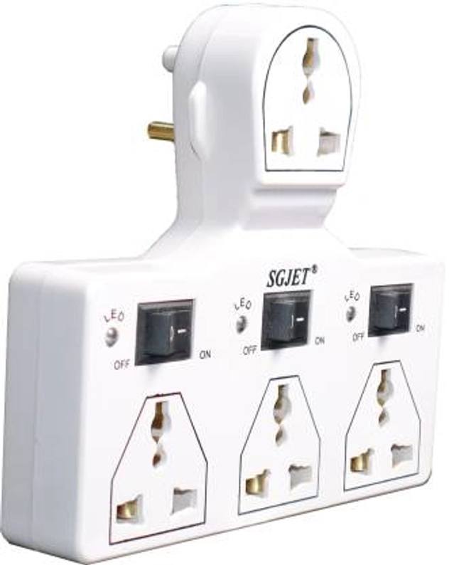 SGJET 4 UNIVERSAL SOCKET 3 SWITCH MULTI PLUG EXTENSION BOARD 4 Socket Extension Boards  (White, Pack of 1)