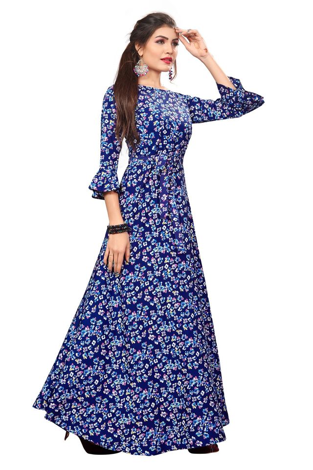 Fit and Flare Gown for womens (Blue, M) (NE9)