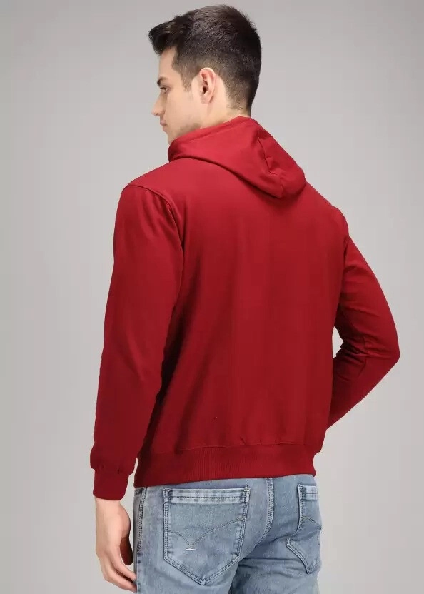 Cotton Blend Solid Hoodie for Men (Maroon, M)