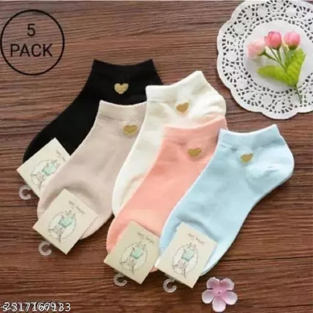 Cotton Ankle Length Socks for Women (Multicolor, Free Size)