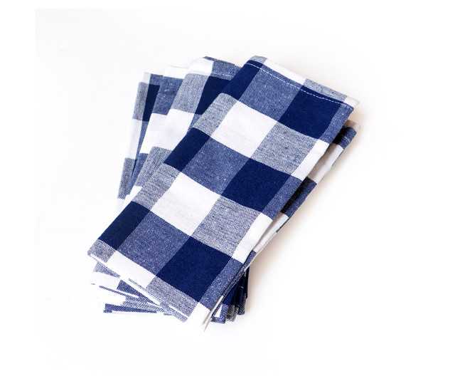 Brodees Cotton Check Kitchen Table Napkin (Pack of 4, Blue and White) (RI-6)