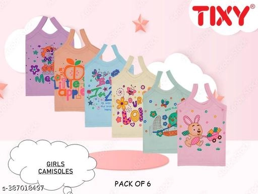 Cotton Camisoles for Girls (Multicolor, 0-3 Months) (Pack of 6)