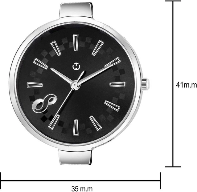 Analog Watch for Women (Silver & Black)