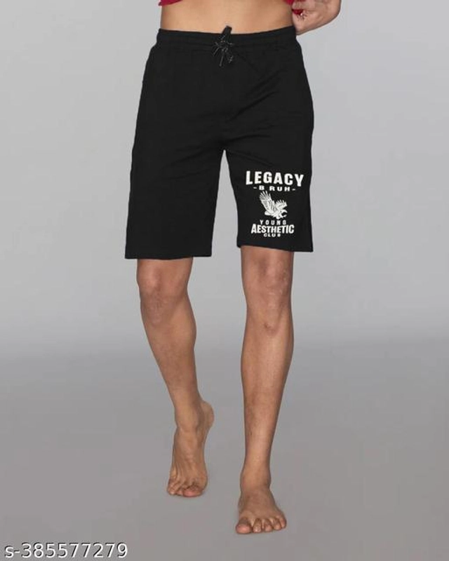 Cotton Blend Shorts for Men (Black, M)