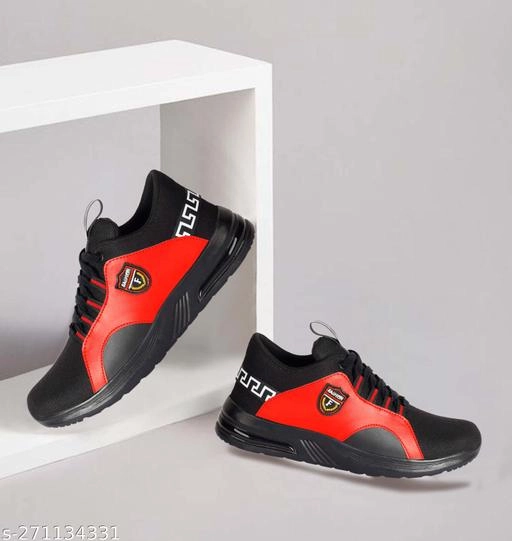 Sports Shoes for Men (Red & Black, 6)