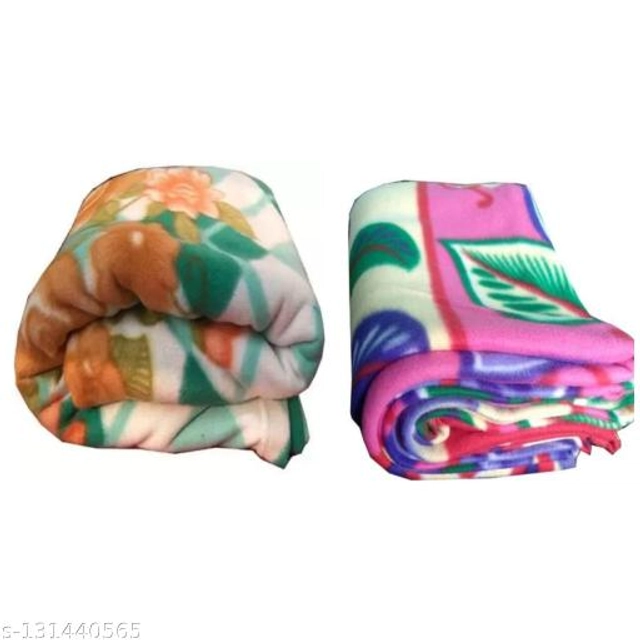 Fleece Blankets for Home (Pack of 2) (Multicolor, Free Size)