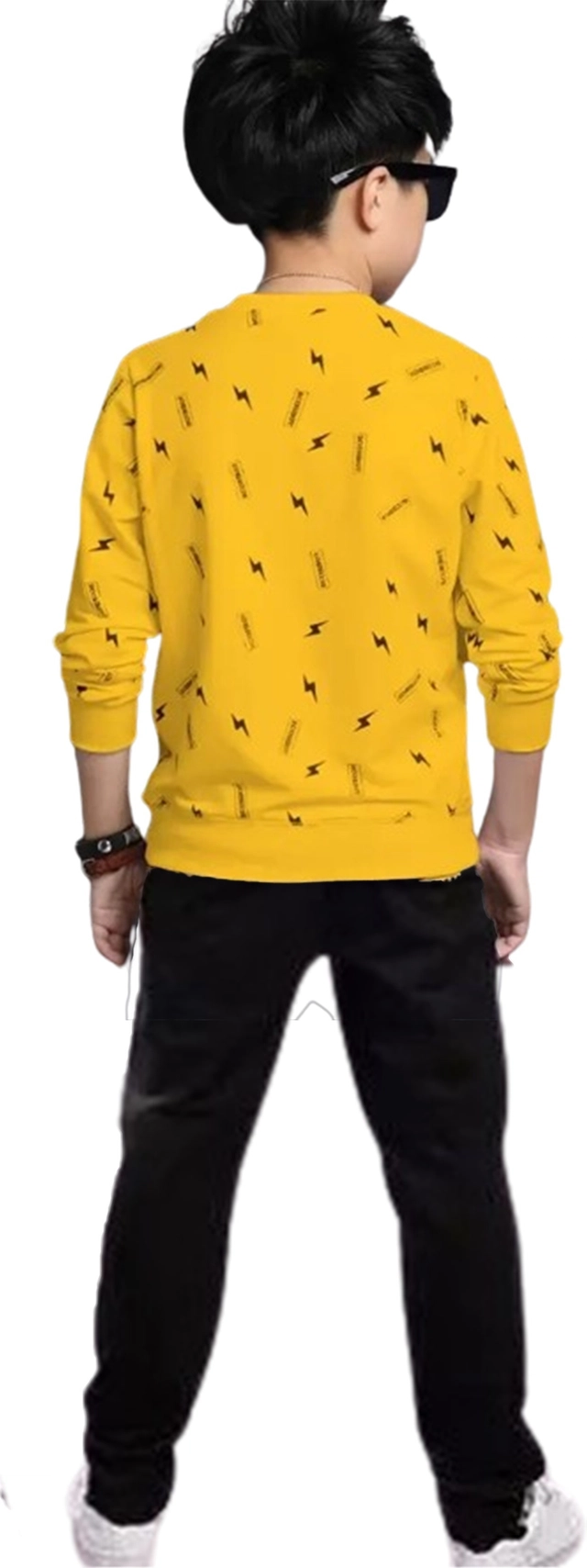 Cotton Blend Clothing Set for Boys (Mustard & Black, 2-3 Years)