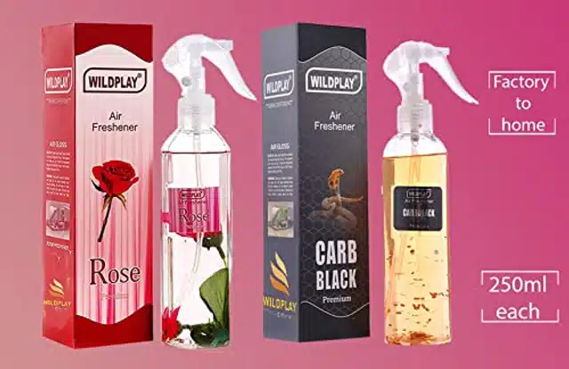 Wildplay Rose & Carb black Room Air Freshener (Pack of 2, 250 ml)