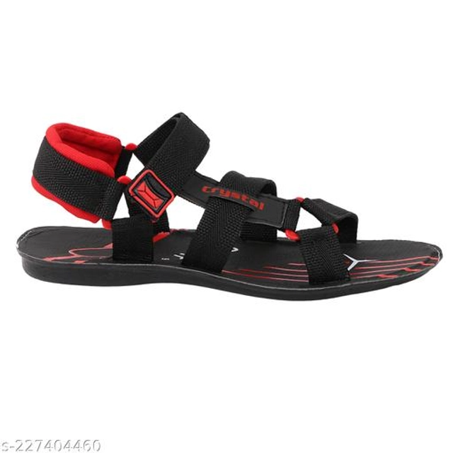 Sandals for Men (Black & Red, 6)