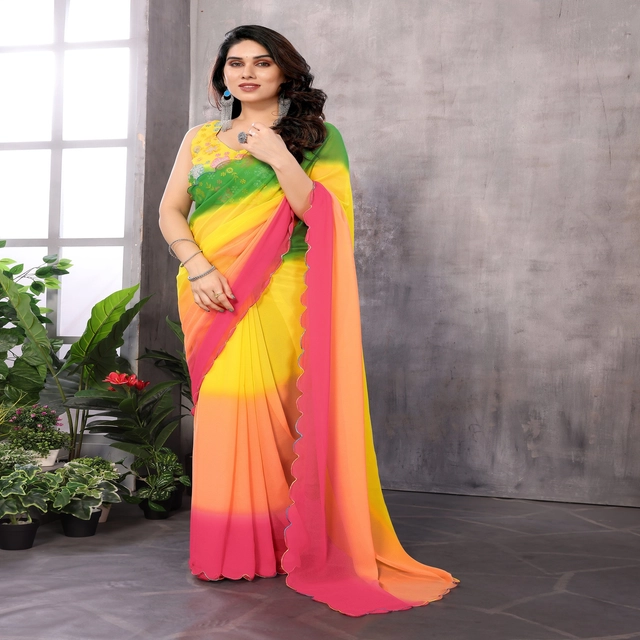 Georgette Printed Saree for Women (Multicolor, 6.3 m)