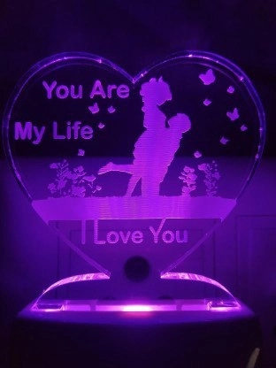 3D STYLISH NIGHTLAMP HEART shaped couple Night Lamp with 7 Color Changing Light for Gift, for Bedroom (Pack of 1)