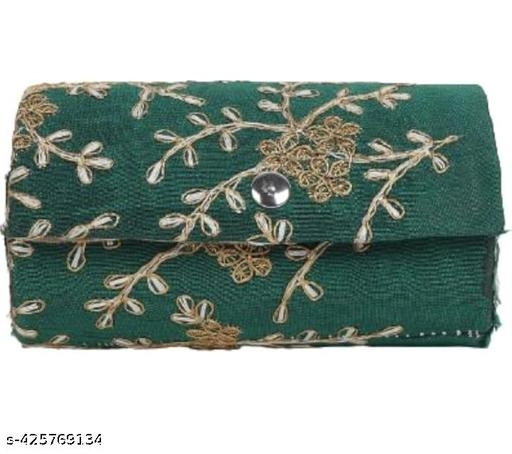 Synthetic Clutch for Women (Green)