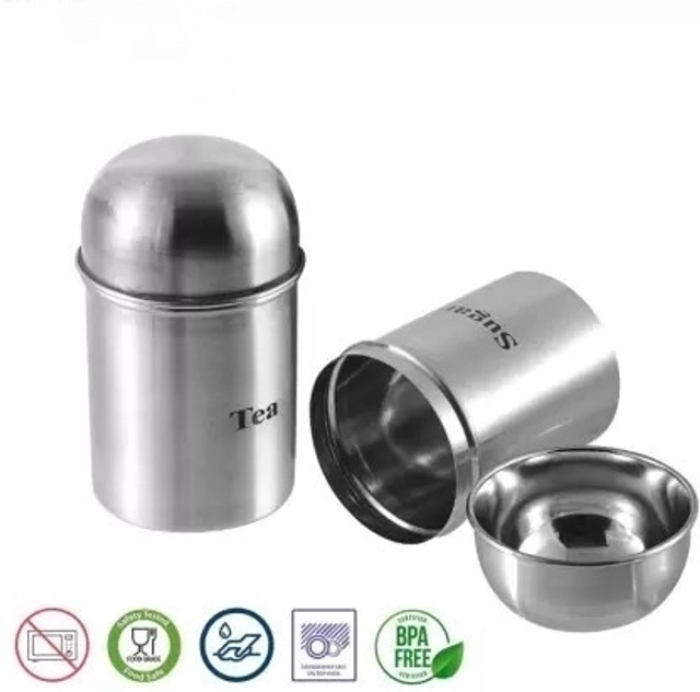 NIVIS Steel Tea Sugar Container (Pack of 2)