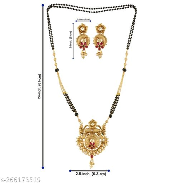 Alloy Mangalsutra with Earrings for Women (Multicolor, Set of 1)