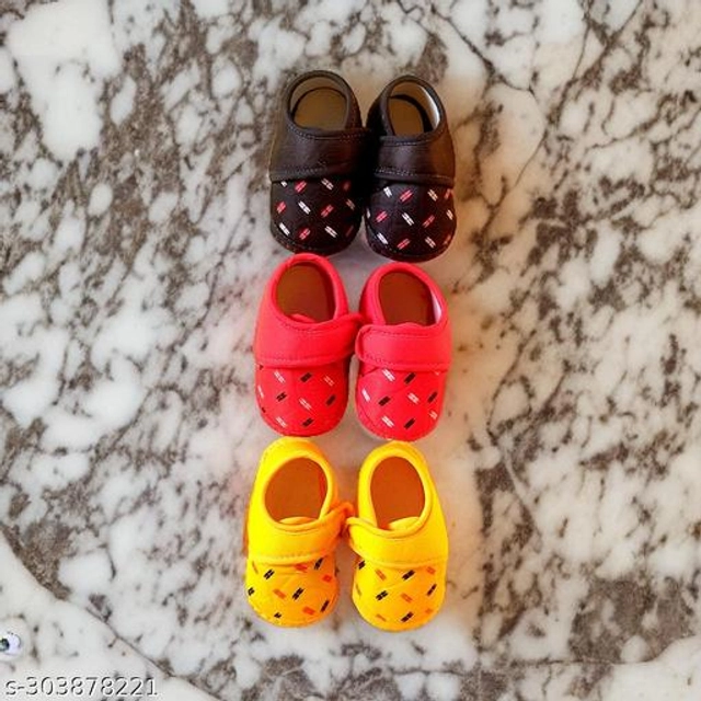 Shoes for Infants (Multicolor, 0-3 Months) (Pack of 3)