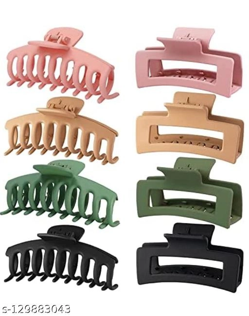 Plastic Hair Clutcher for Women & Girls (Multicolor, Pack of 8)