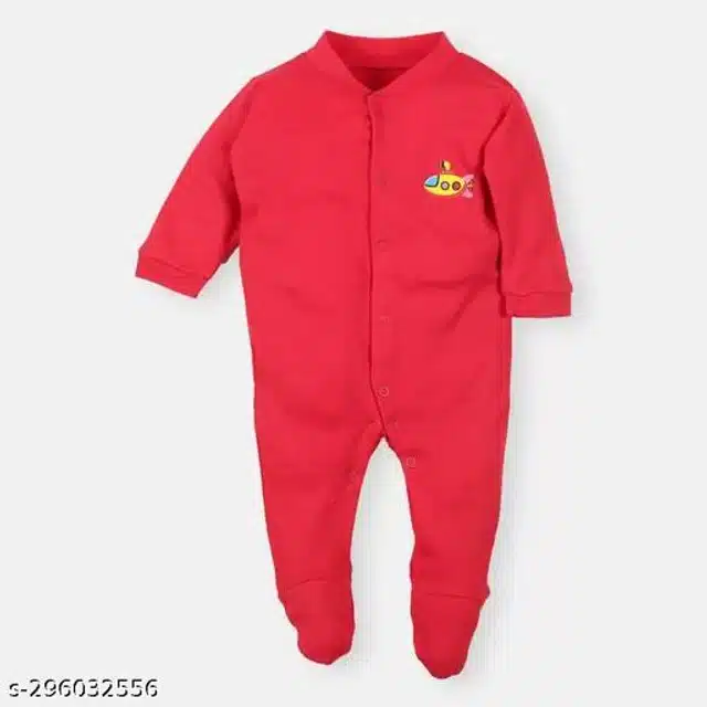 Cotton Rompers for Kids (Red & White, 0-3 Months)